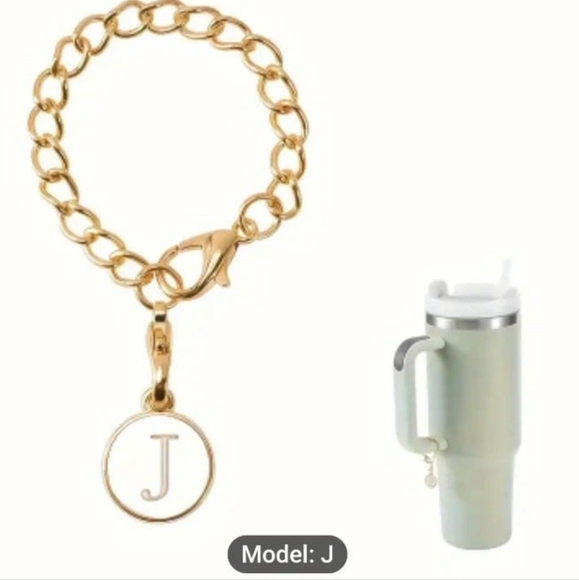 J gold Alphabet Letter Charm Accessories Stanley Cup ID Name Initial Letter - Picture 5 of 11